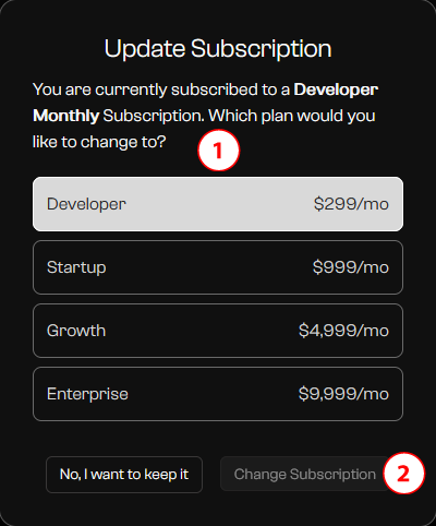 Manage Subscription Upgrade/Downgrade