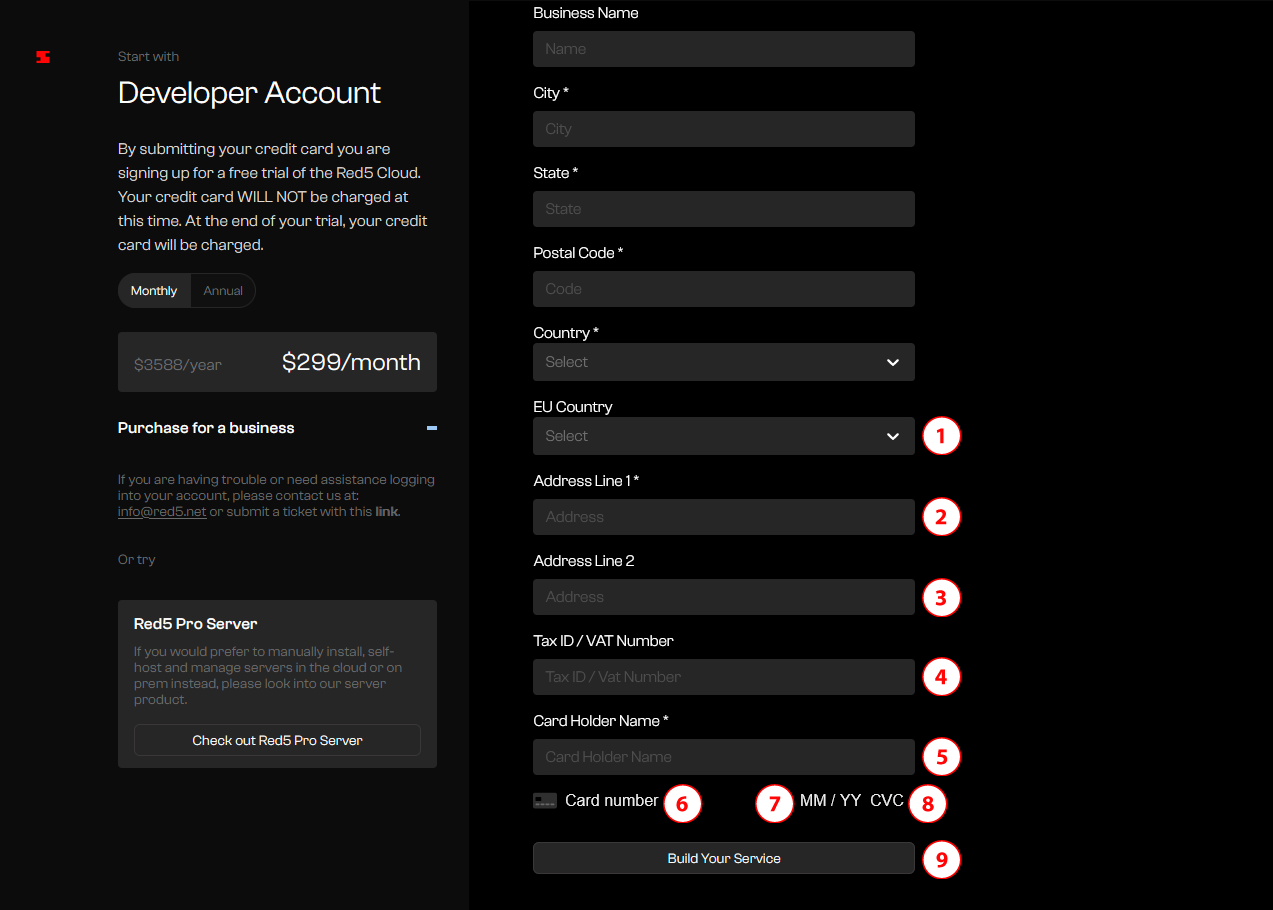 Enter your business billing information continued