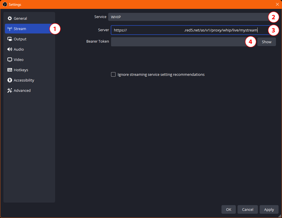 OBS Studio Stream Settings