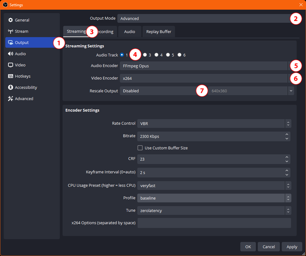 OBS Studio Output Settings