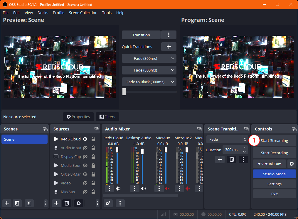 OBS Studio Start Streaming